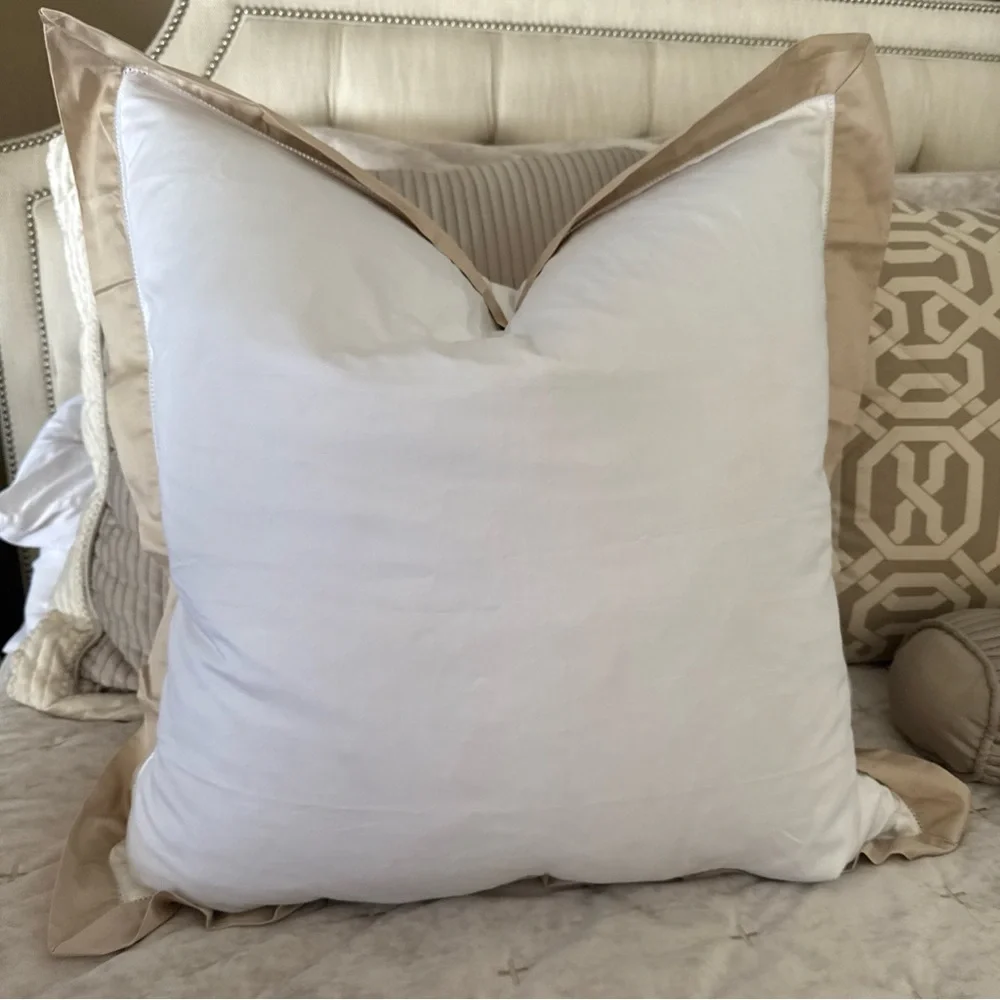 Set Of 2 Ralph Lauren White Coastal Sand Organic Sateen Euro Sham 26 X 26 Pair